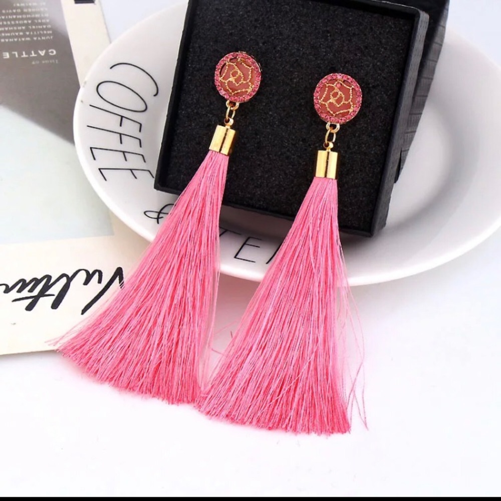 Pink Tassel Earrings